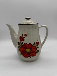Valencia Poppy Teapot Vintage 70s Japan Speckled Stoneware Retro Kitchen - Picture 1 of 7
