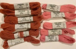 Vtg 10 Skein Lot PINK Peri-Lusta England Wool Yarn Needlepoint Crewel 551 & 552 - Picture 1 of 3