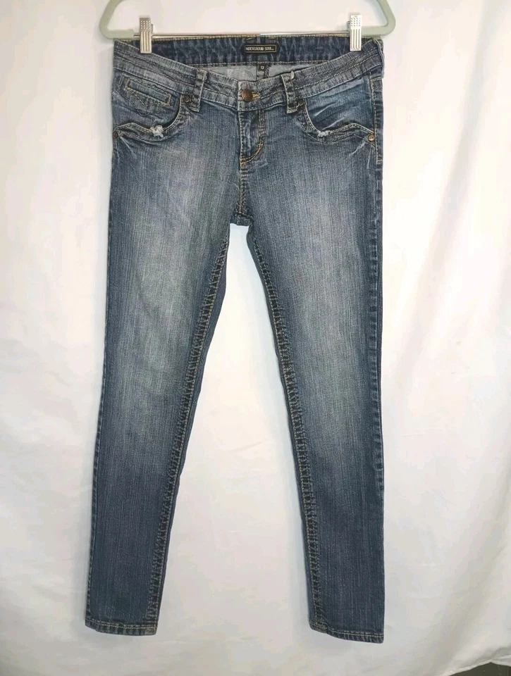 Underground Soul Jeans Juniors Size 13 Blue Low Rise Skinny Contrast Stitching - Image 1 of 4