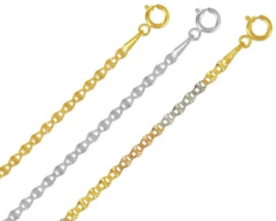 14K Solid Multi-Tone Gold 2.1-3mm Star Link Chain Diamond Cut Necklace Women - Image 1 of 4
