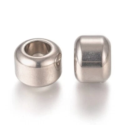 10 cuentas de plata de acero inoxidable 201 - 10 mm - agujero grande: 5,5 mm - ajuste Paracord Foto 1 de 2