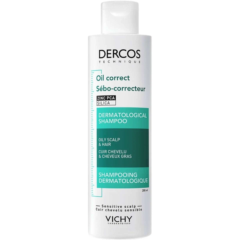 Vichy Dercos Oil Correct Shampoo Oily Scalp Hair Zinc Silica Long Last 200ml NEW - Image 1 of 1