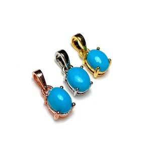 Turchese Gemma Fatto a Mano 925 Argento Sterling Ciondolo Gioielli Bella Regalo - Foto 1 di 12