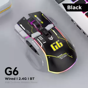 G6 Gaming Mouse Wired Wireless 3 Modes 4000 DPI RGB Backlit 10 Buttons New - Picture 1 of 7