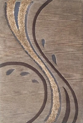 Handgetufteter Wolle teppich 120x180 braun Modern Wohnzimmer SH250 - Bild 1 von 4