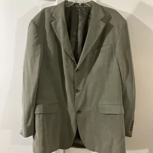 Oscar De La Renta Jacket Blazer Mens 44L Olive Green 3 Button - Picture 1 of 7