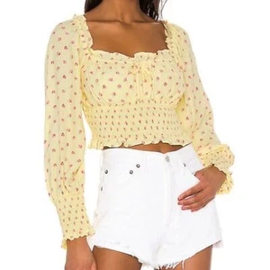 Faithful The Brand gelbes gesmoktes Top mit Blumenmuster - 2 - Bild 1 von 9