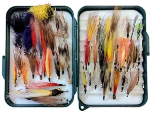 USED Made in Denmark Fly Fishing Box w/55 Hand-Tied Streamer Flies FISH DEEP! - Picture 1 of 24