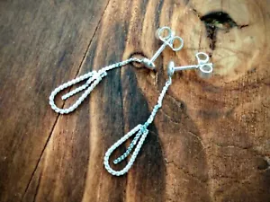 Pendientes colgantes de diseño artístico, elegante y único ~ plata de ley 925 ~ Italia - Imagen 1 de 7
