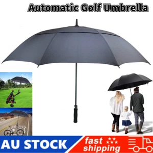 Open Large Golf Umbrella Automatic Double Canopy Windproof Rain Umbrella 128CM - Picture 1 of 15