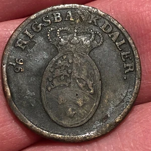 1818 Denmark 1 Rigsbankskilling Copper Coin - VF (Very Fine) condition - Picture 1 of 4