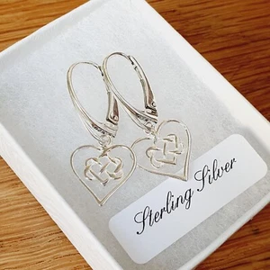 Kelly England. Sterling Silver Infinity Heart Leverback Earrings. Gift For Her  - Picture 1 of 2