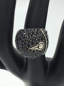 Anillo cúpula de plata esterlina con zafiro negro lava John Hardy de bambú $1,195 - ¡COMO NUEVO! - Imagen 1 de 10