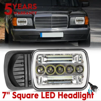 Pair 5X7" 7x6" LED Headlights DRL Fit Dodge Ram 50 D150 D250 D350 W150 W250 W350 - Изображение 1 из 4