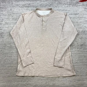 LL Bean River Drivers Henley Shirt Large Beige Tan Wool Two Layer Preppy Base - Picture 1 of 8