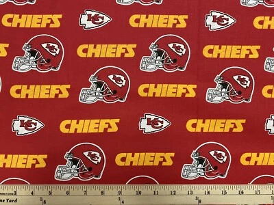 NFL KC KANSAS CITY CHIEFS football, 12 Inches (12” x 57”) 100% Cotton Fabric New - Image 1 of 2