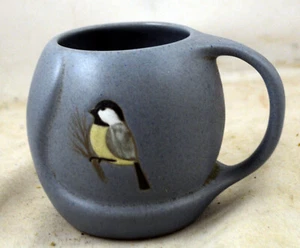 POD Studio Art Pottery Blue Chickadee Mug Maine Signed Vintage3.5" T 3"D - Picture 1 of 6