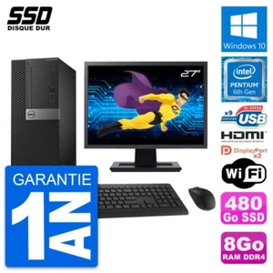 PC tour DELL 7050 Screen 27 " Intel G4400 RAM 8Go SSD 480Go HDMI Windows 10 Wifi - Zdjęcie 1 z 8
