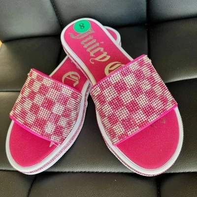 Sandalias Juicy Couture Rosa Brillante Slide - Talla 8 Foto 1 de 4