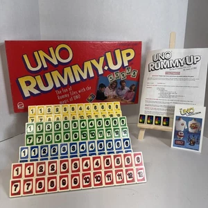 Juego familiar vintage Uno Rummy Up COMPLETO Mattel 1993 azulejos comodines dibujo - Imagen 1 de 17