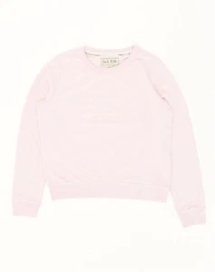 JACK WILLS Womens Graphic Sweatshirt Jumper UK 10 Small  Pink Cotton PO03 - Picture 1 of 3