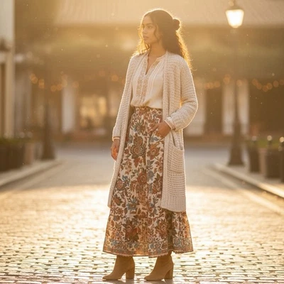 Massimo Dutti Sz Medium Eyelash Open Front Long Cream Womens Cardigan Sweater - Image 1 of 4