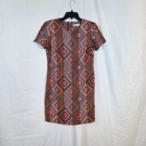 Trina Turk Damen Kleid bunt geometrisch Rautenmuster Mod 70er Jahre Large - Bild 1 von 9