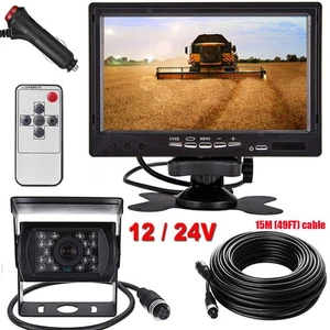12-24V 4Pin Caravan RV Truck IR Waterproof Backup Camera 7" Rear View Monitor - Picture 1 of 24