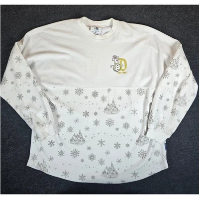 Camiseta Disneyland Resort Blanca Espíritu Navidad Mickey Muñeco de Nieve Castillo Talla M Foto 1 de 4