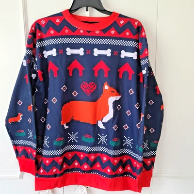 Валлийский корги Рождественский свитер собаки счастливый праздник вечеринки толстовка уродливый? Kitch - Изображение 1 из 4