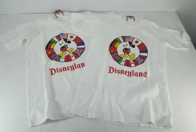 Lote de 2 Camisetas De Colección Disneyland Mickey Mouse Diseños Bandera Jóvenes 14-16 Hechas en EE. UU. Foto 1 de 4