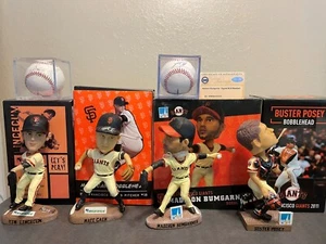 SF Giants Autographed Lincecum Cain Bumgarner Posey Bobblehead SGA & Baseballs - Picture 1 of 5
