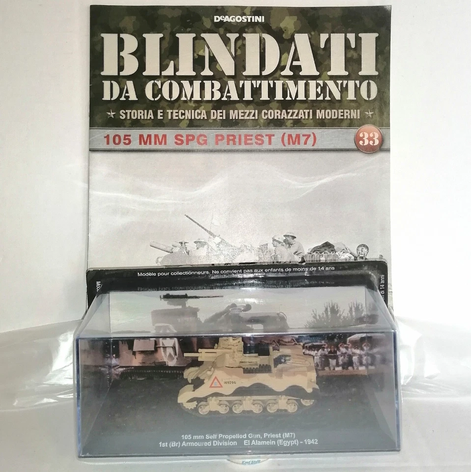 CARRO ARMATO 105 MM SPG PRIEST M7 CON FASCICOLO DE AGOSTINI SCALA 1/72 - Immagine 1 di 1