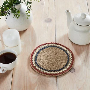Rojo Blanco Azul Ric Rac Trivet 8" Country Americana Primitivo Rústico Natural VHC - Imagen 1 de 5