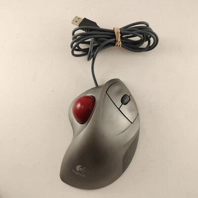 Logitech TrackMan Wheel Mouse USB Optical Trackball Mouse Silver T-BB18 Tested - Image 1 of 4