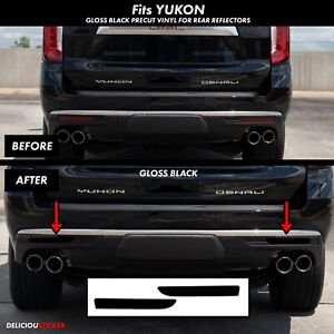 For 2021-2024 GMC Yukon BLACK Rear Reflectors Bumper Overlay Decal Vinyl Precut