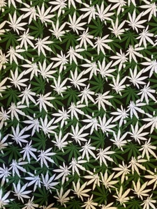 Cotton Twill Print Marijuana Leaf Pot Weed 48” Wide Fabric by the Yard mask - Picture 1 of 4