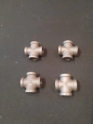 4 PACK 1/2" BLACK MALLEABLE IRON CROSS 4-way TEE fitting pipe npt - Image 1 of 4