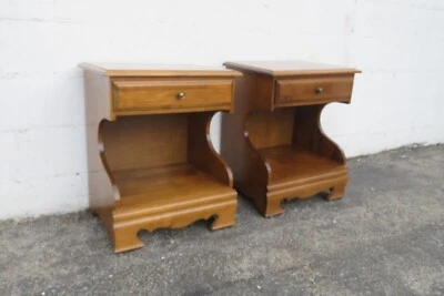 Tall Maple Nightstands End Side Bedside Tables a Pair 5975 - Image 1 of 4