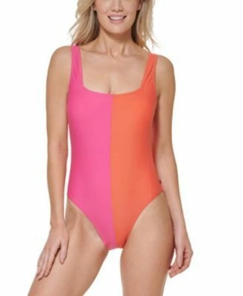 MSRP $98 Tommy Hilfiger Womens Split Tankini One-Piece Dahlia Pink Size 8 - Image 1 of 1