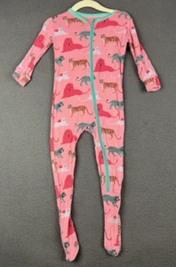 KICKEE Pink Animal Strawberry Cats Zoo Footed Coverall Romper Sleeper 18-24 - Picture 1 of 5
