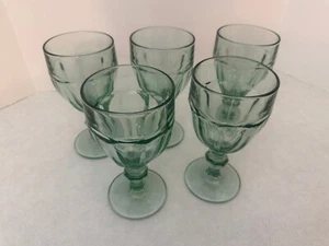 Set of (5) - Libbey Gibralter Duratuff - Green Tinted - Water Goblets - Picture 1 of 7