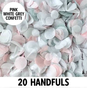 Biodegradable Wedding Confetti | White Pink Grey | Circle Tissue Paper | 20g - Picture 1 of 3