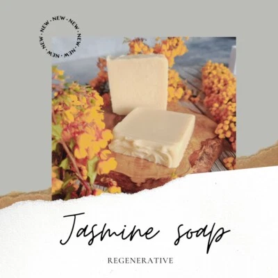 UK Handmade Vegan Natural Soap, Cold Process Soap Bar, Palm Free Jasmine Clay - Image 1 of 3