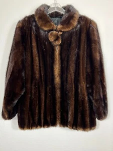 Klassische Nerz Pelz Jacke Reißverschluss dunkelbraun Damen kleine 28" Länge - Bild 1 von 5