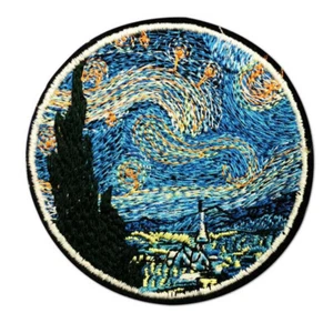 The Star Night Painting Embroidery Iron On Patches DIY Clothes Applique Stickers - Picture 1 of 5