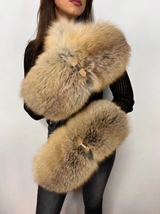 Mitones de piel de zorro isla dorada gigante pieles saga colores naturales piel completa estilo largo - Imagen 1 de 8