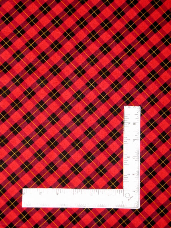 Tela escocesa escocesa roja negra por yarda Navidad cuadros dos veces algodón por QT Foto 1 de 1