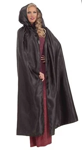 Fancy Masquerade Black Hooded Cloak Cape Adult Costume Accessory - Picture 1 of 1