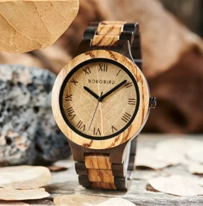 BOBO BIRD Mens Watches Luxury Wooden Watch for Men Quartz Wooden Mens Wristwatch - Picture 1 of 7